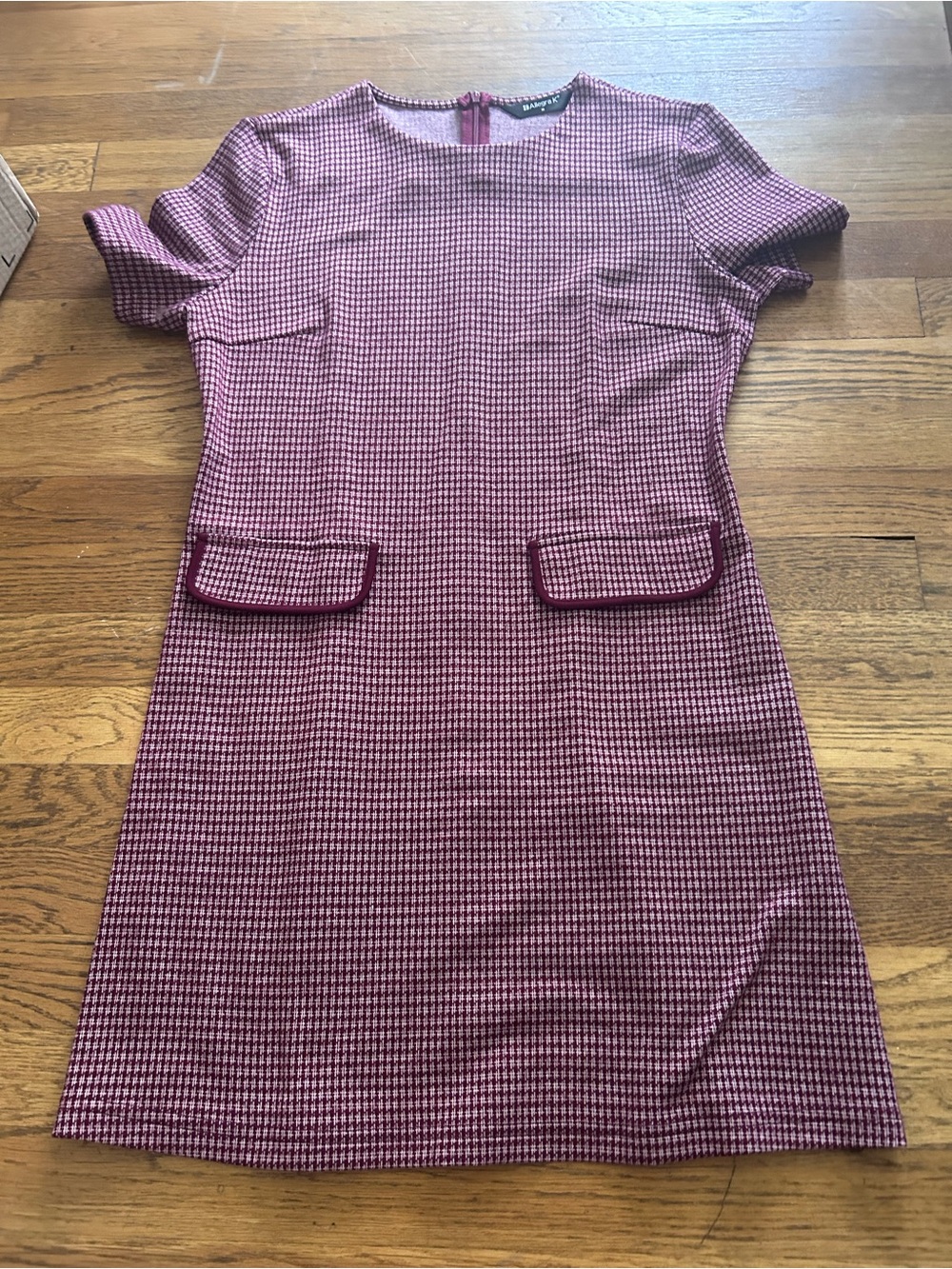 Allegra K Pink Houndstooth Mini Sheath Dress